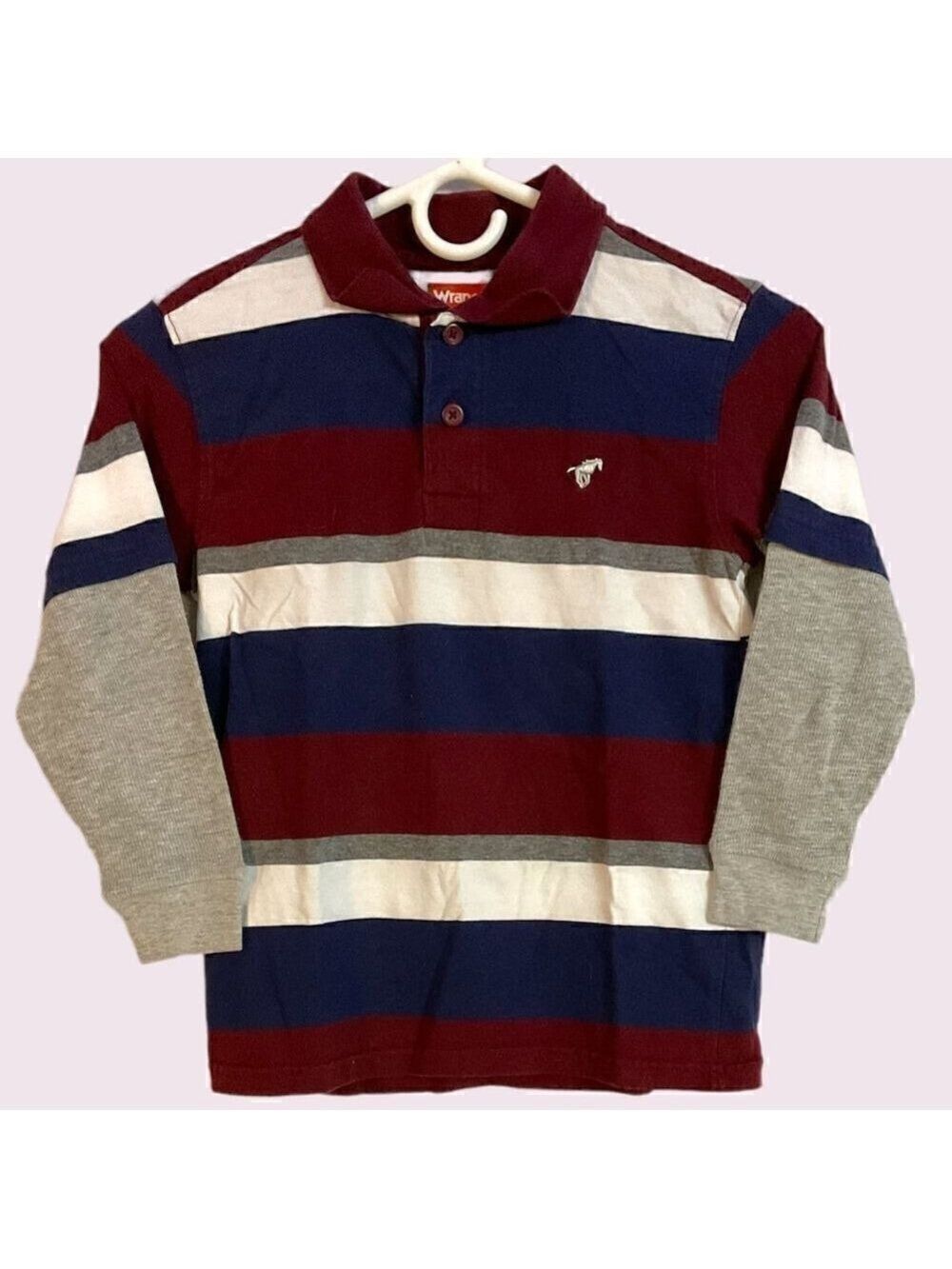 Wrangler Boys Long Sleeve Collared Button Tee Shirt Size Small 6/7